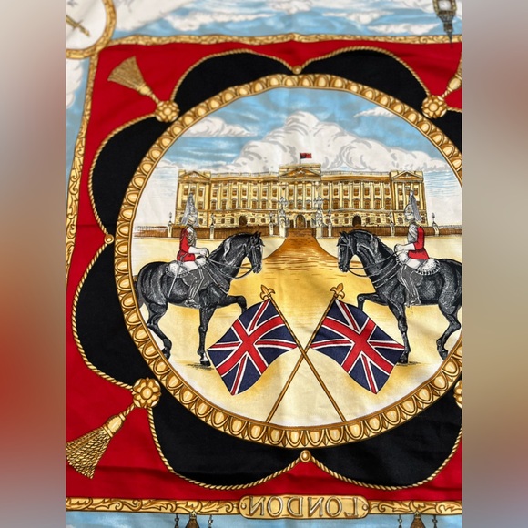 Art Of The Scarf Tie Rack London Scarf Square Polyester England British Royalty - Picture 2 of 9